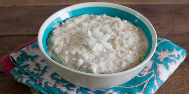 Papas de Aveia com Leite de Coco e Mel