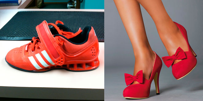 O que acontece ao usar sapatilhas de halterofilismo e sapatos de salto?