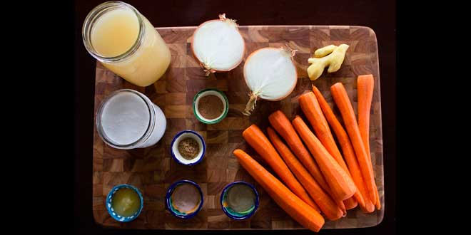 Sopa de cenoura com leite de coco