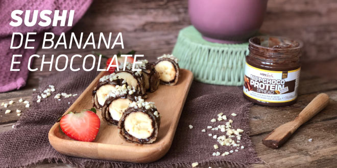 Sushi de Banana e Chocolate Sushi de Banana e Chocolate