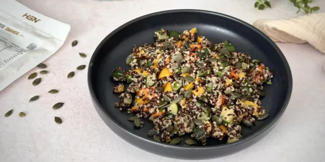 Ensalada de quinoa tricolor sem glúten
