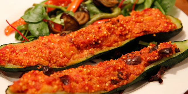 Courgetes Recheados de Amaranto Courgetes Recheados de Amaranto