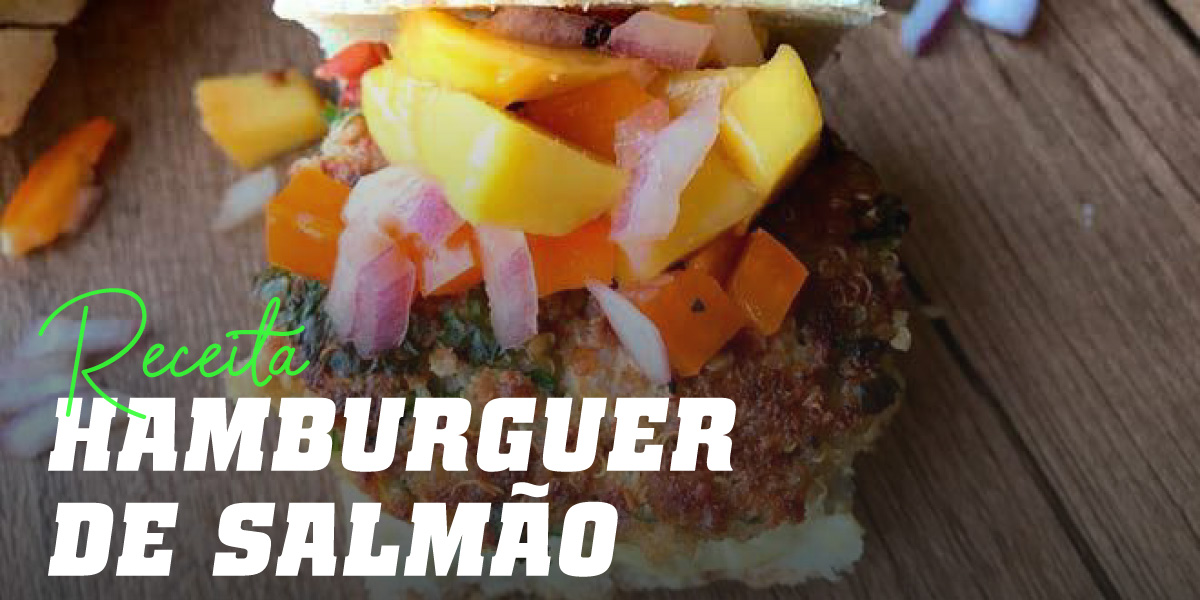Hambúrguer de Salmão com Manga Hambúrguer de Salmão com Manga
