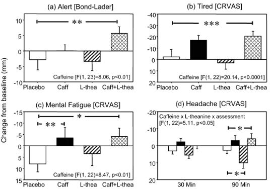 Cafeína L-Teanina Placebo Comparação