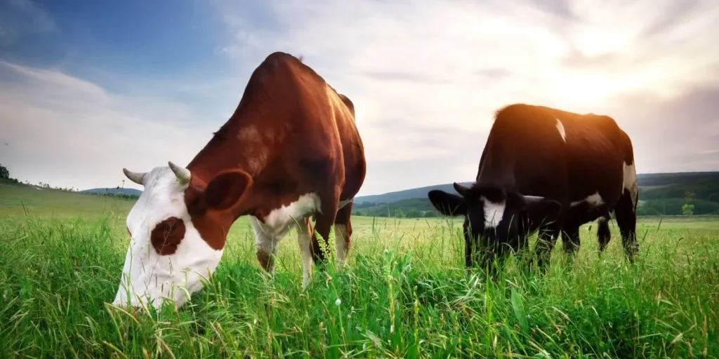 Vacas alimentadas com pasto