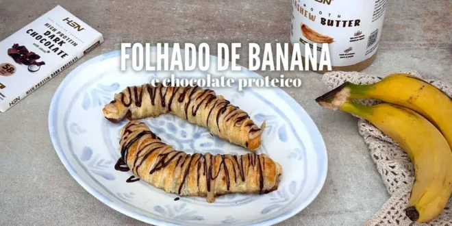 Folhado de banana e chocolate proteico Folhado de banana e chocolate proteico