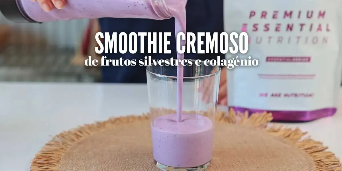Smoothie cremoso de frutos silvestres e colagénio
