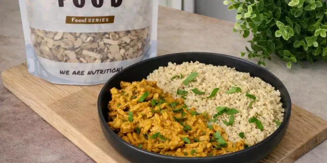 Quinoa com caril e cogumelos