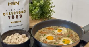 Cogumelos cremosos com ovos ao pesto vermelho