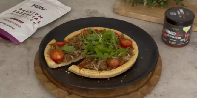 Pizza de cogumelos e rúcula rica em proteínas Pizza de cogumelos e rúcula rica em proteínas