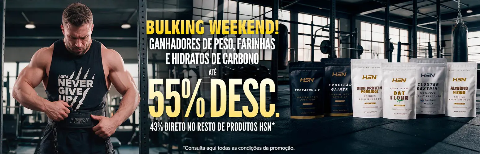 At&eacute; 55% Desc. em Ganhadores de Peso, Farinhas e Hidratos de Carbono