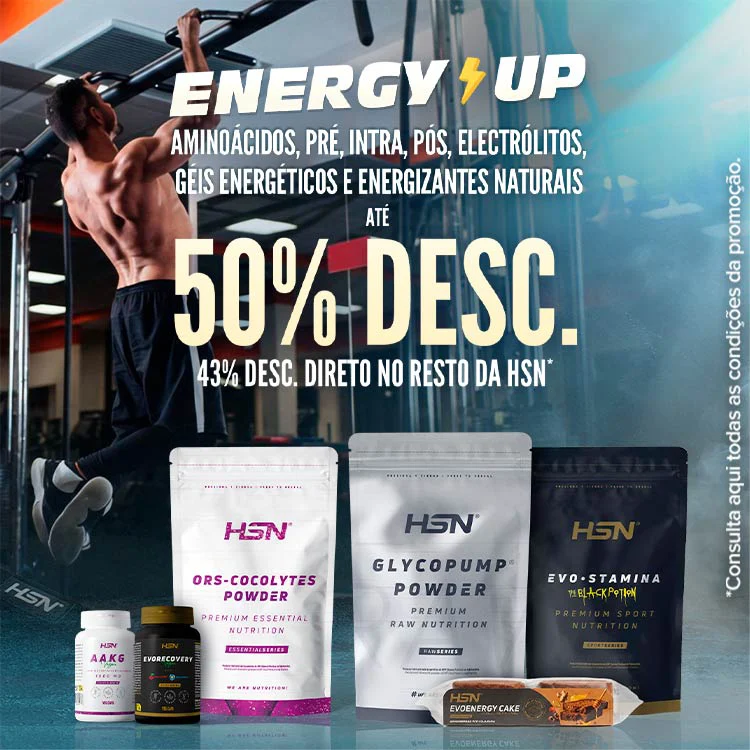 At&eacute; 50% Desc. em Amino&aacute;cidos, Pr&eacute;, Intra, P&oacute;s, Electr&oacute;litos, G&eacute;is Energ&eacute;ticos e Energizantes Naturais