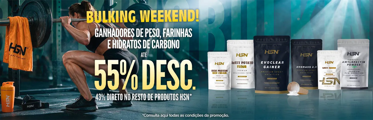At&eacute; 55% Desc. em Ganhadores de Peso, Farinhas e Hidratos de Carbono