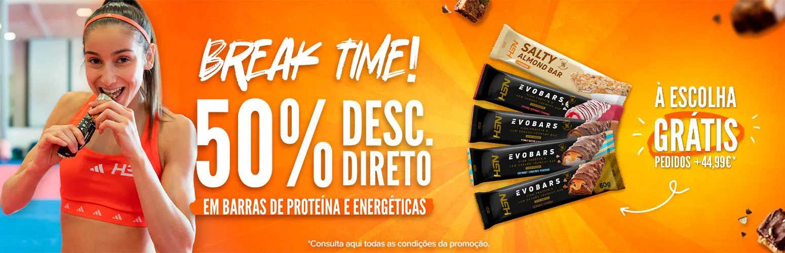 50% Desc. Direto em Barras de Prote&iacute;na e Energ&eacute;ticas