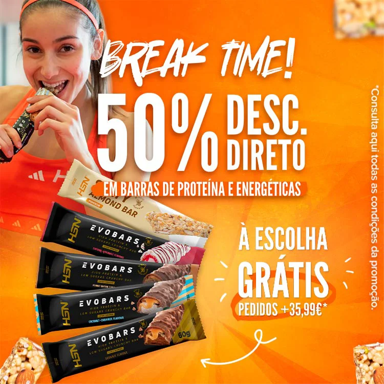 50% Desc. Direto em Barras de Prote&iacute;na e Energ&eacute;ticas