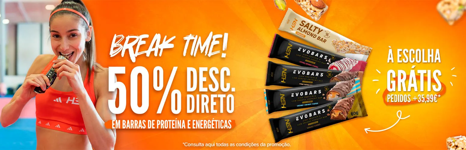 50% Desc. Direto em Barras de Prote&iacute;na e Energ&eacute;ticas