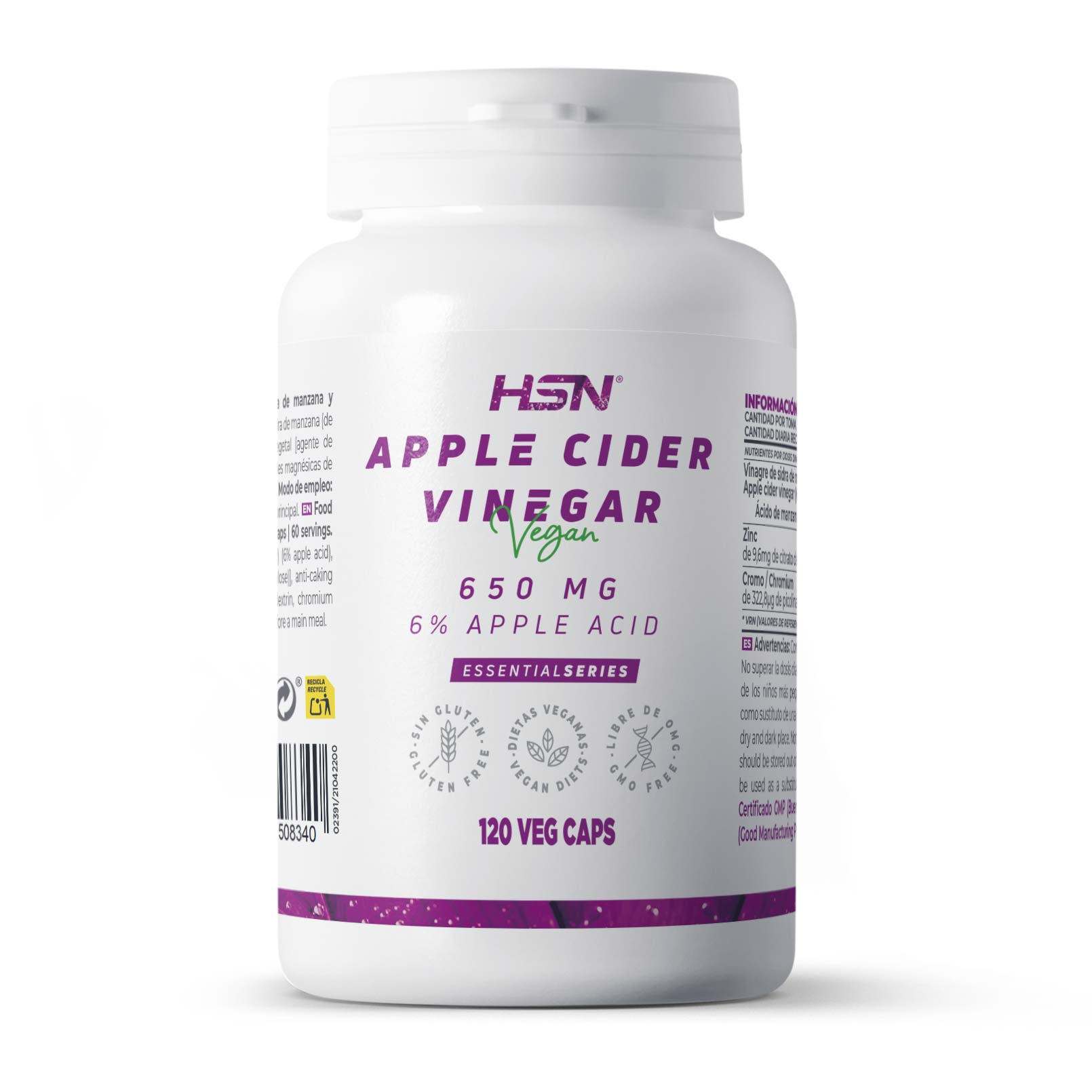 VINAGRE DE SIDRA DE MAÇÃ 650mg - 120 veg caps