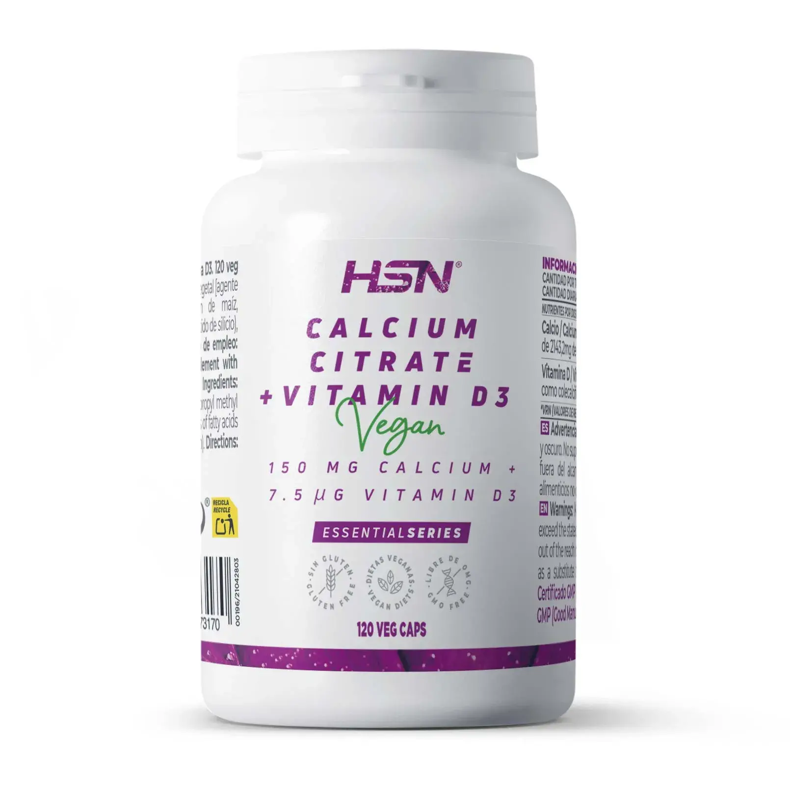 CALCIUM CITRATE + VITAMIN D3 (150mg CALCIUM/300UI ) - 120 veg caps