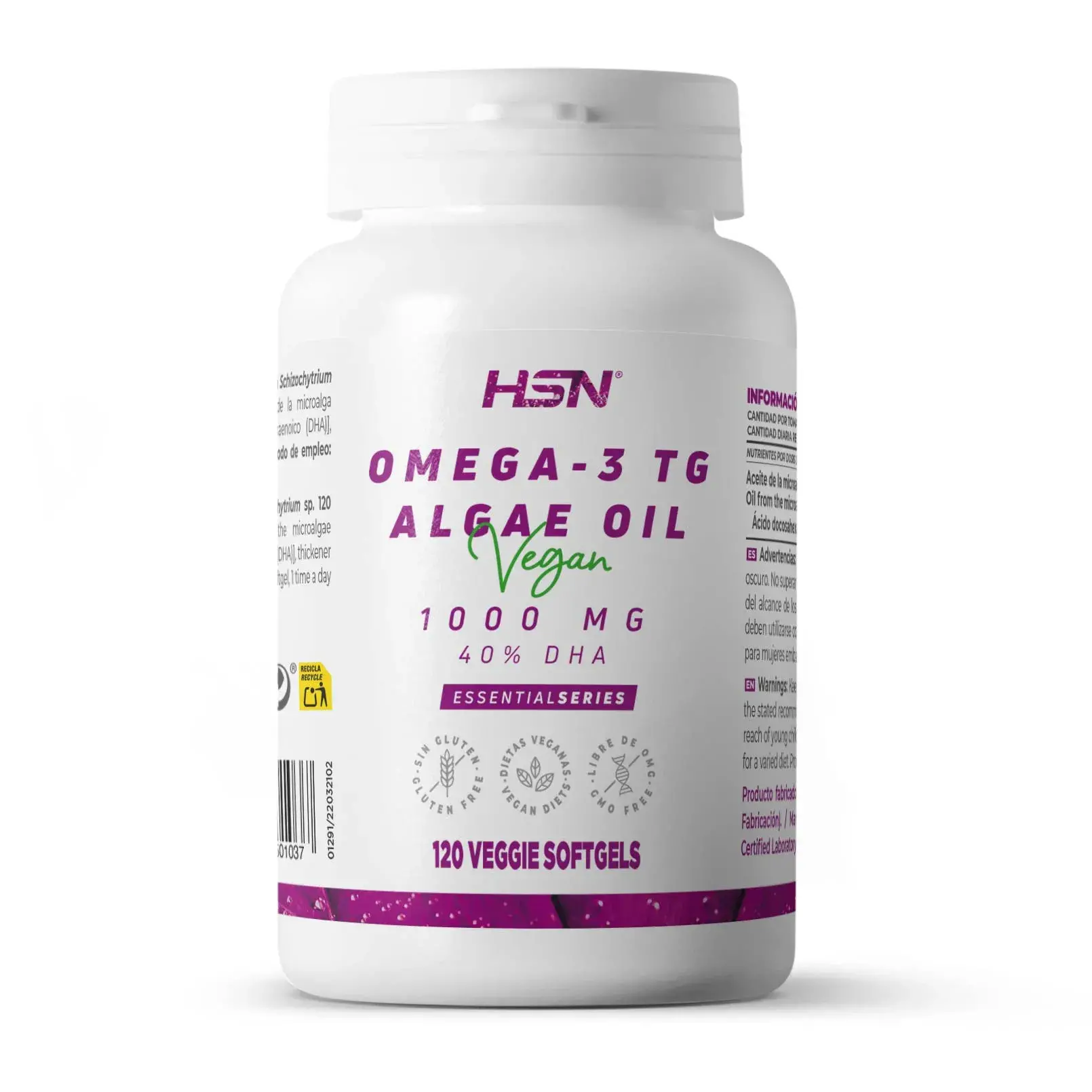 ÓMEGA-3 VEGANO ÓLEO DE ALGAS 1000mg - 120 pérolas vegetais