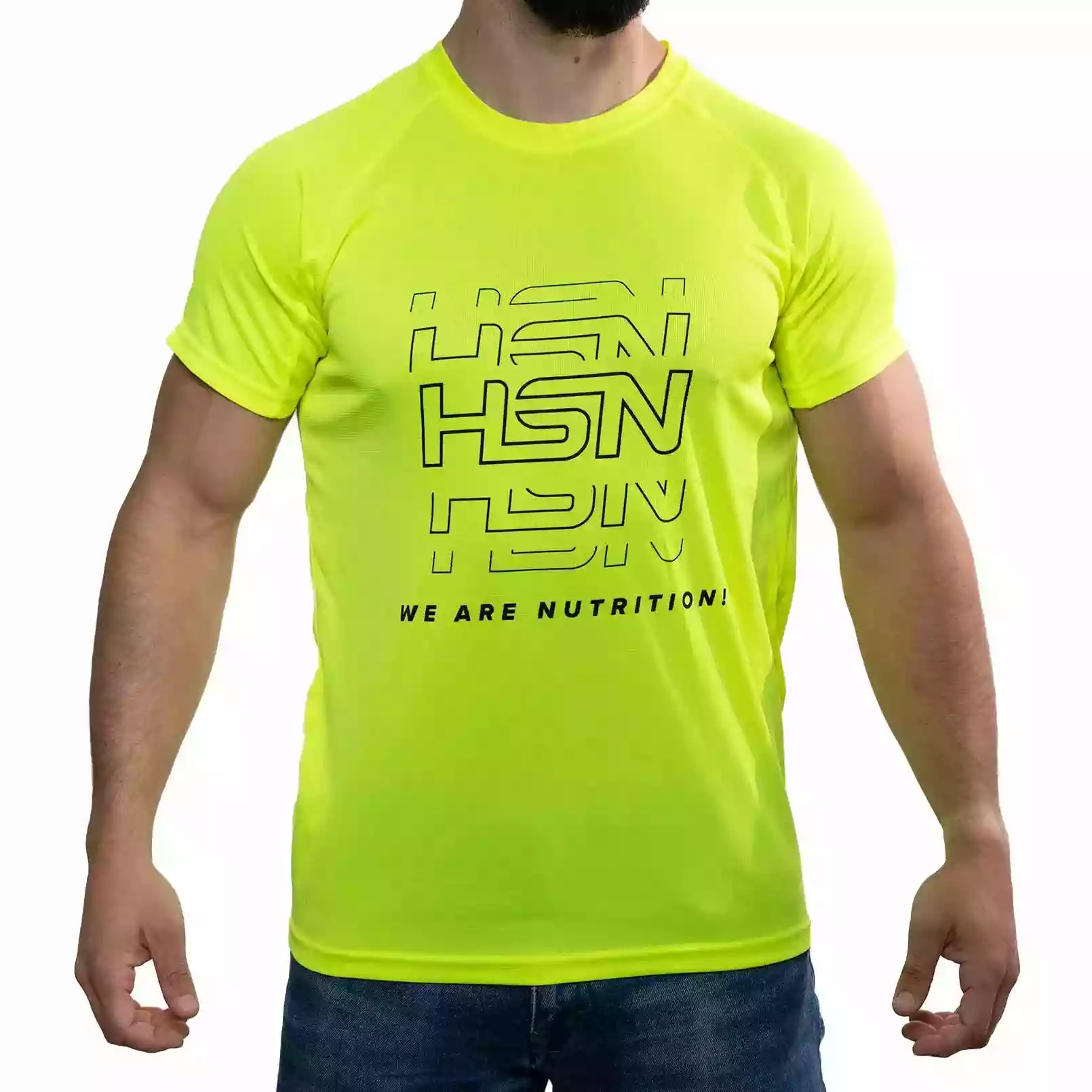 T-SHIRT TÉCNICA HSN 'WE ARE NUTRITION!' AMARELO FLÚOR - L