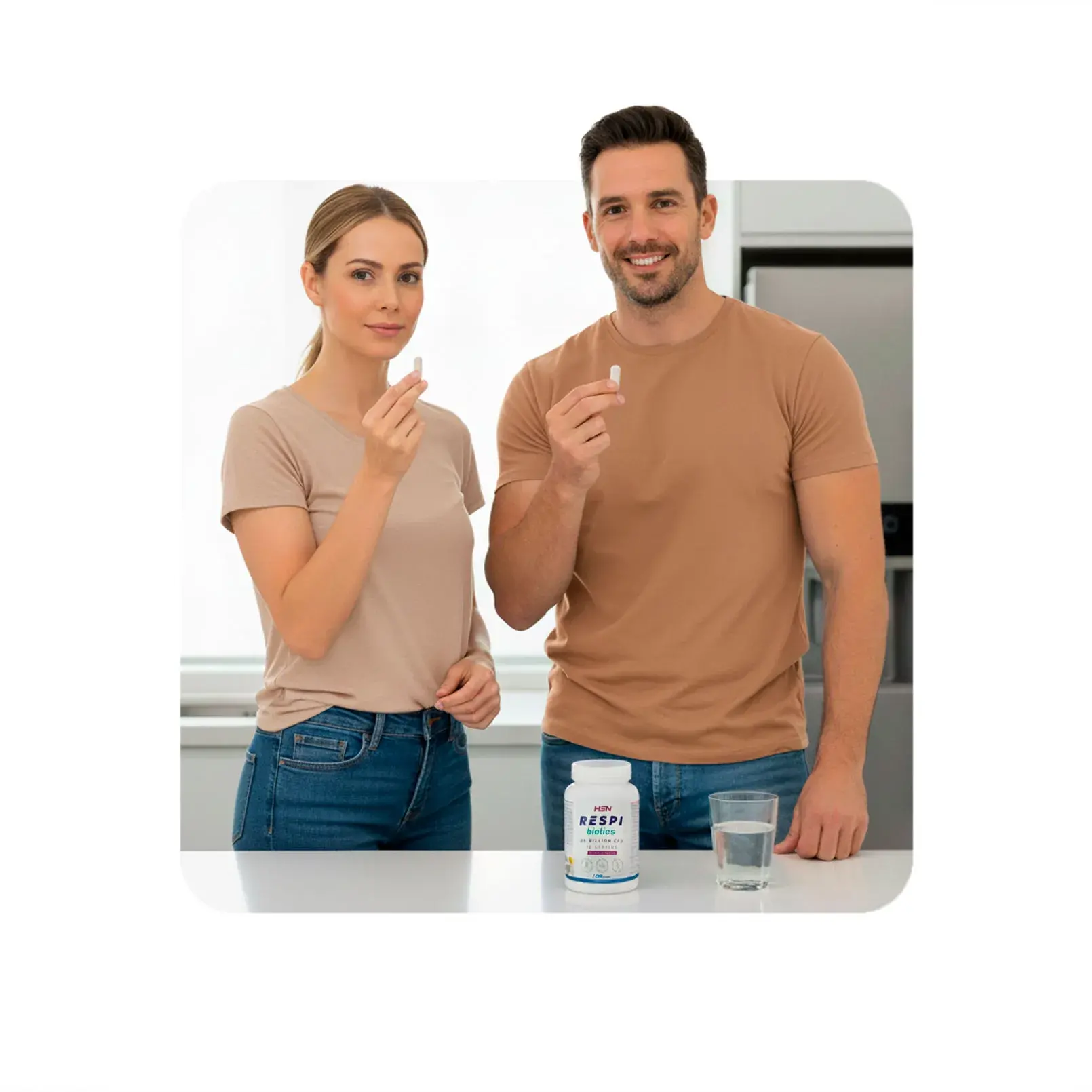Hombre y mujer con Respibiotics